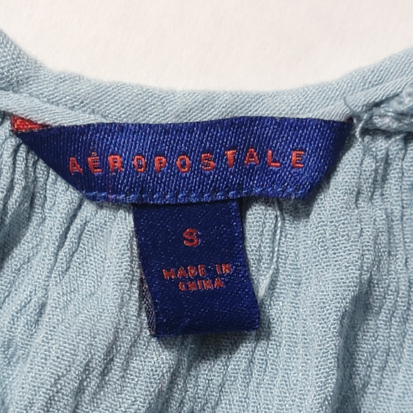💚 Aeropostle Womens Cold Shoulder Poet Blouse Steel Blue Size Small‎ - Picture 5 of 10